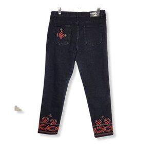 Desigual Embroidered Calipso‎ Ankle Skinny Jeans Womens EU 34 Black Stretch